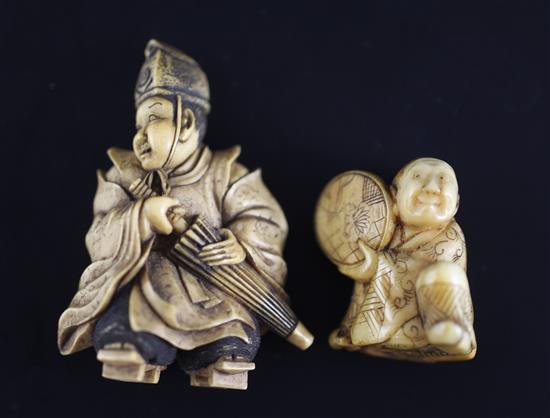 Two Japanese ivory netsuke, 19th century,